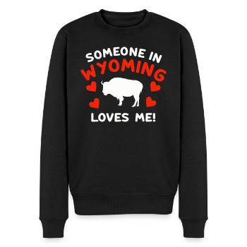 Jemand in Wyoming liebt mich - Männer Premium Bio Pullover - Schwarz - Vorne - Nico (187cm)
