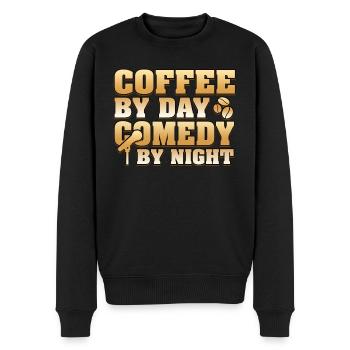 Kaffee bei Tag Komödie bei Nacht Komiker - Männer Premium Bio Pullover - Schwarz - Vorne - Nico (187cm)