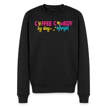Kaffee bei Tag Komödie bei Nacht Komiker - Männer Premium Bio Pullover - Schwarz - Vorne - Nico (187cm)