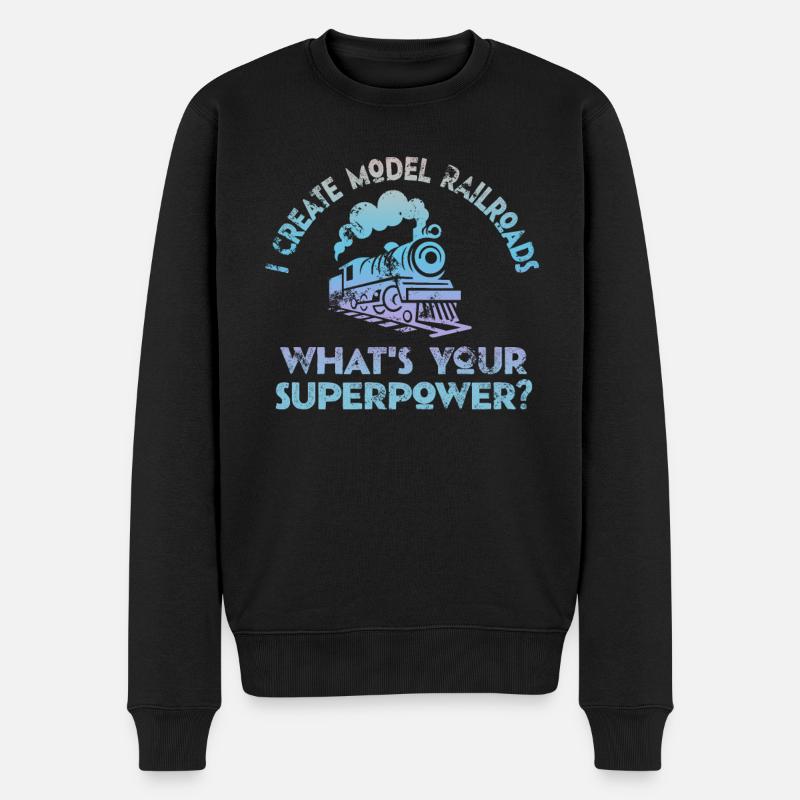 I Create Model Railroads Superpower - Men's Premium Organic Jumper - black