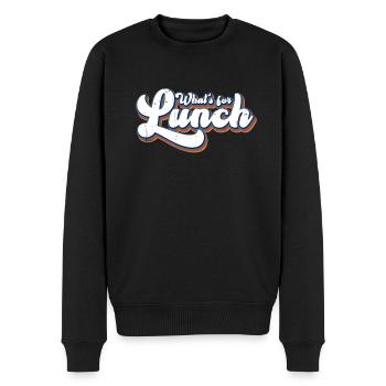 Was gibt es zum Mittagessen? - Männer Premium Bio Pullover - Schwarz - Vorne - Nico (187cm)