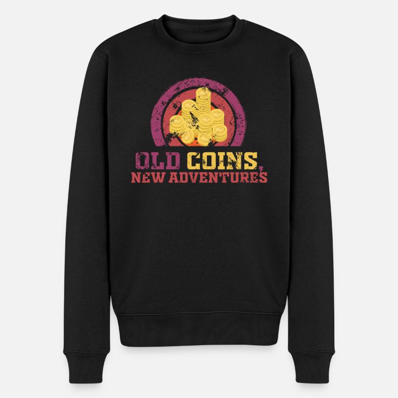 Alte Münzen Neue Abenteuer Numismatik - Männer Premium Bio Pullover - Schwarz