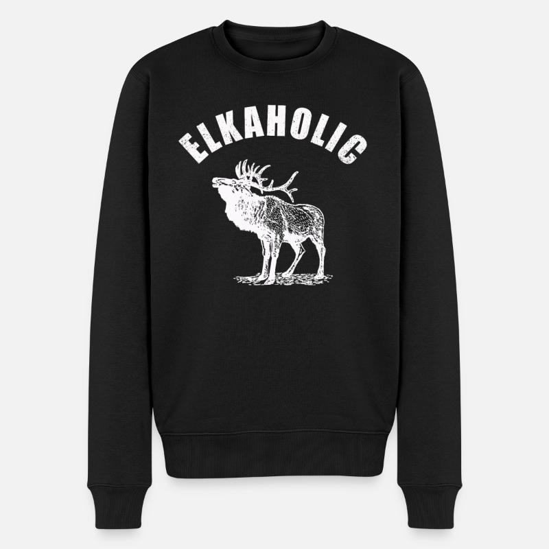 Elchjagd Elkaholische Jäger - Männer Premium Bio Pullover - Schwarz