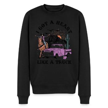 I Got A Heart Like A Truck - Men's Premium Organic Jumper - black - Front - Nico (187cm)