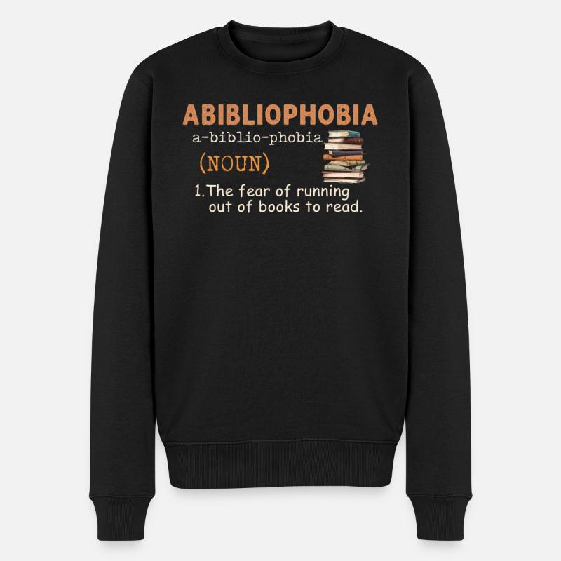 Abibliophobie Bücherwurm Lesebücher - Männer Premium Bio Pullover - Schwarz