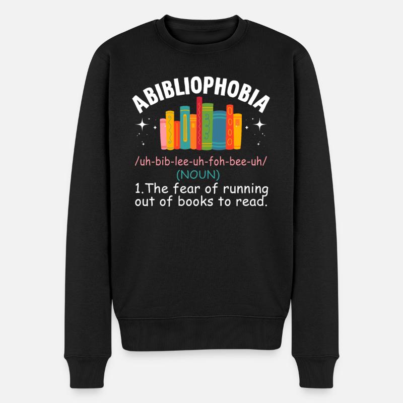 Abibliophobie Bücherwurm Lesen Bücher - Männer Premium Bio Pullover - Schwarz