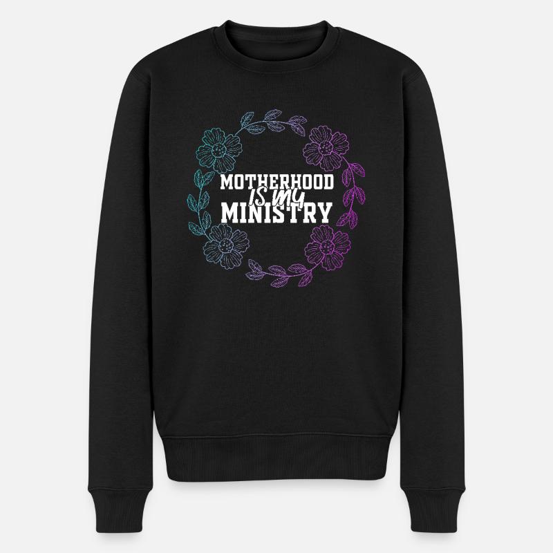 Mutterschaft ist mein Dienst - Männer Premium Bio Pullover - Schwarz