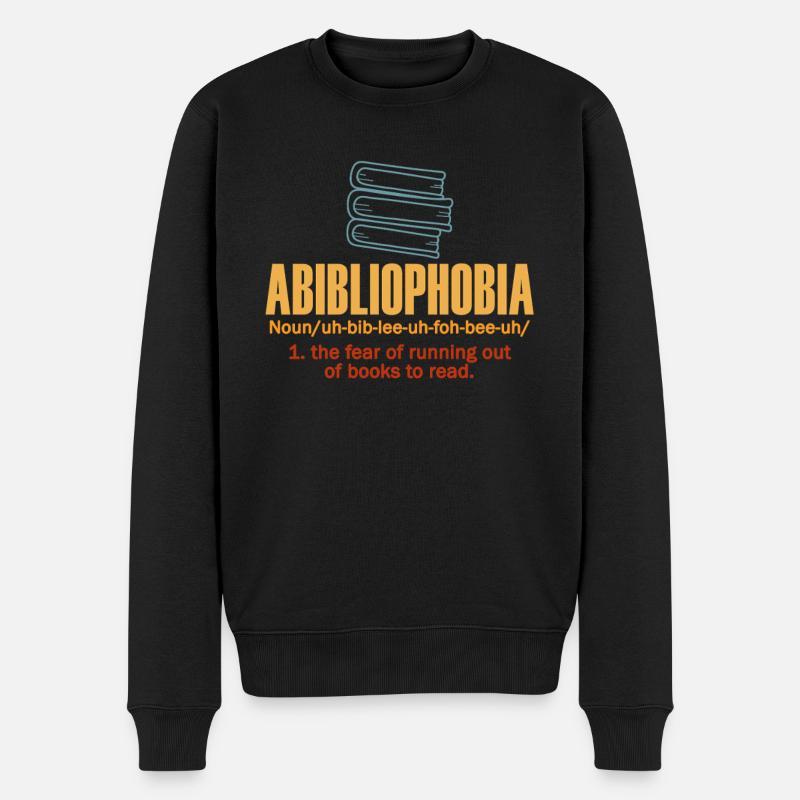 Abibliophobie Bücherwurm Lesebücher - Männer Premium Bio Pullover - Schwarz