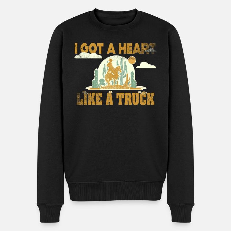 Ich habe ein Herz wie ein Truck - Männer Premium Bio Pullover - Schwarz