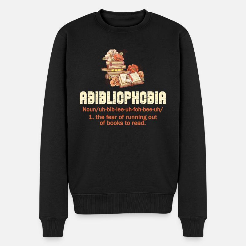 Abibliophobie Bücherwurm Lesebücher - Männer Premium Bio Pullover - Schwarz