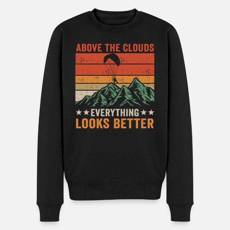 Über den Wolken Paramotor-Enthusiast - Männer Premium Bio Pullover - Schwarz