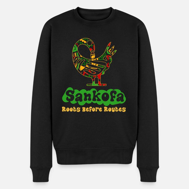 Symbole Sankofa Adinkra Ghana Noir - Pull Premium bio Homme - noir