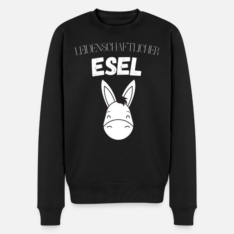 Leidenschaftlicher Esel Motiv Spruch Geschenk - Männer Premium Bio Pullover - Schwarz