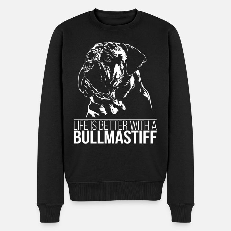 BULLMASTIFF Life better Hundespruch Hunde Wilsigns - Männer Premium Bio Pullover - Schwarz