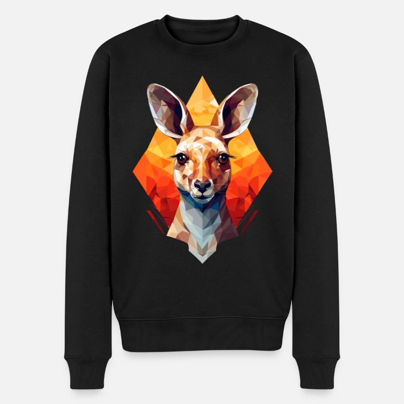 Känguru Sonnenuntergang Geometrie - Männer Premium Bio Pullover - Schwarz