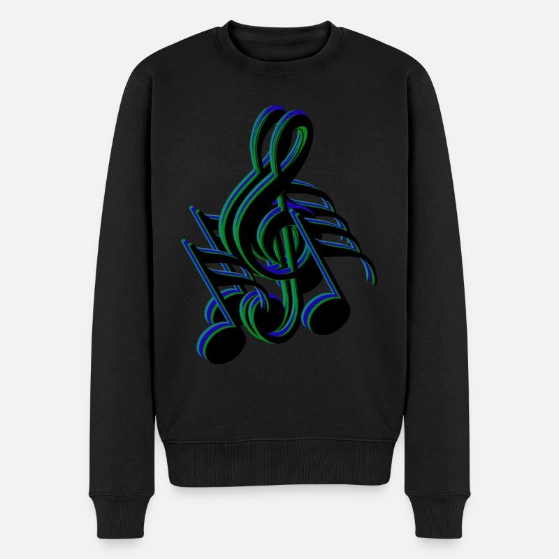 Notenschlüssel Noten blau grün - Männer Premium Bio Pullover - Schwarz