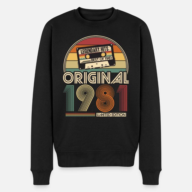 1981 Vintage Vintage Anniversaire Rétro Cadeau - Pull Premium bio Homme - noir