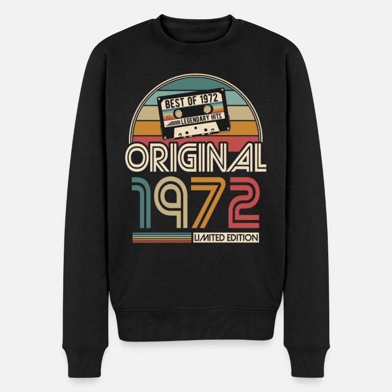 Né en 1972 Vintage Anniversaire Rétro - Pull Premium bio Homme - noir