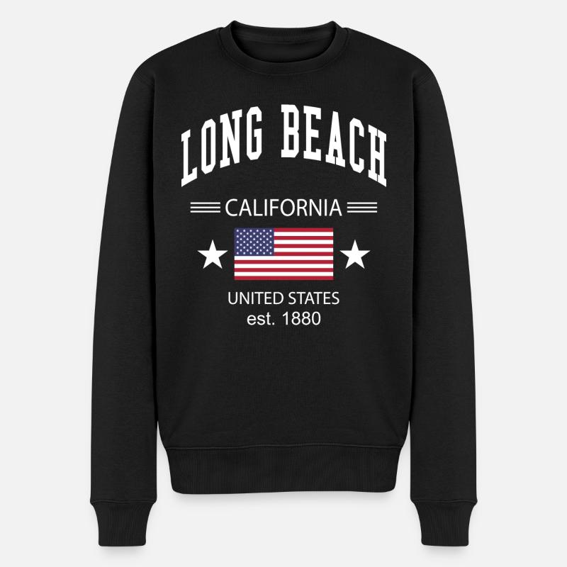 Long Beach - Männer Premium Bio Pullover - Schwarz