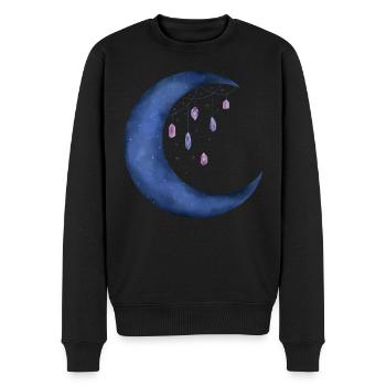Mond mit Kristallen - Männer Premium Bio Pullover - Schwarz - Vorne - Nico (187cm)