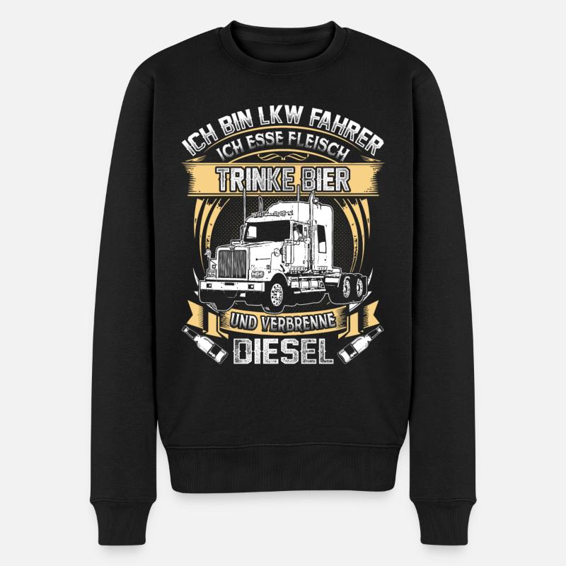Ich bin LKW Fahrer - Männer Premium Bio Pullover - Schwarz