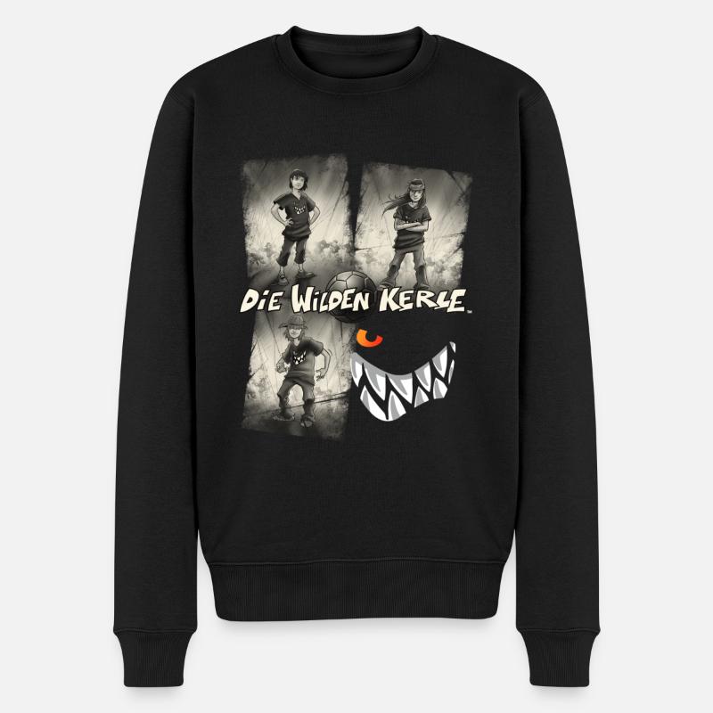 Die Wilden Kerle Quartett Vintage - Männer Premium Bio Pullover - Schwarz