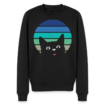 Freche schwarze Katze Retro Vintage - Männer Premium Bio Pullover - Schwarz - Vorne - Nico (187cm)