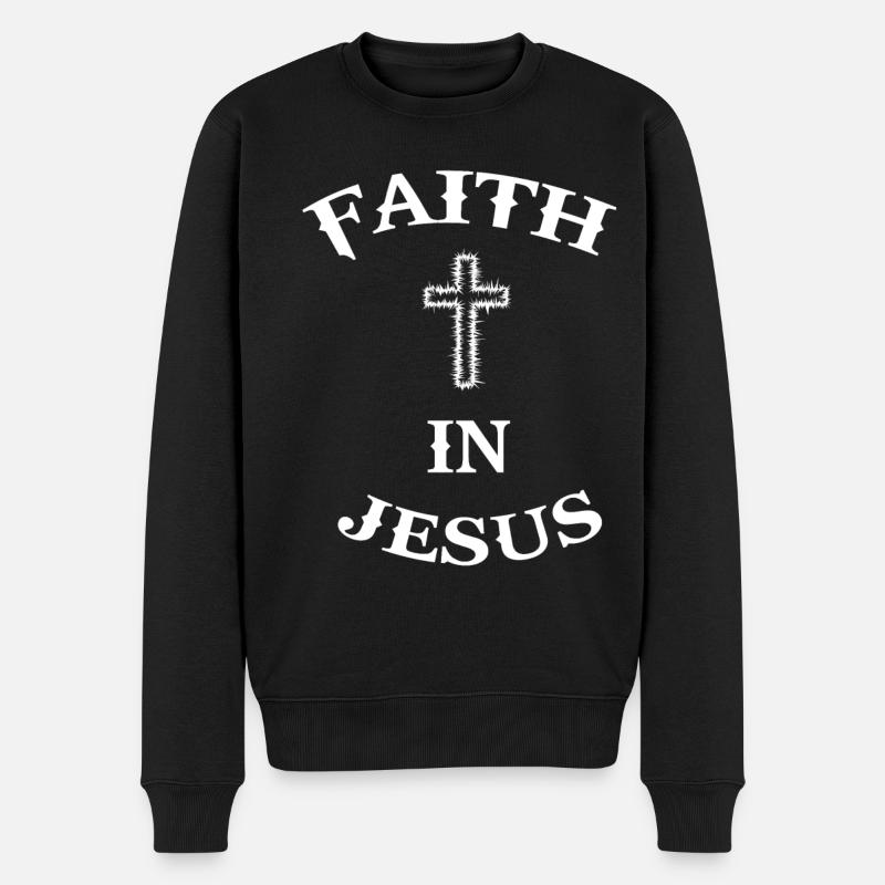 Jesus Christus Gott Religion Christentum Kreuz - Männer Premium Bio Pullover - Schwarz