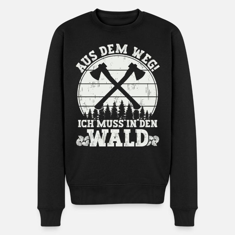 Aus dem Weg ich muss in den Wald - Männer Premium Bio Pullover - Schwarz