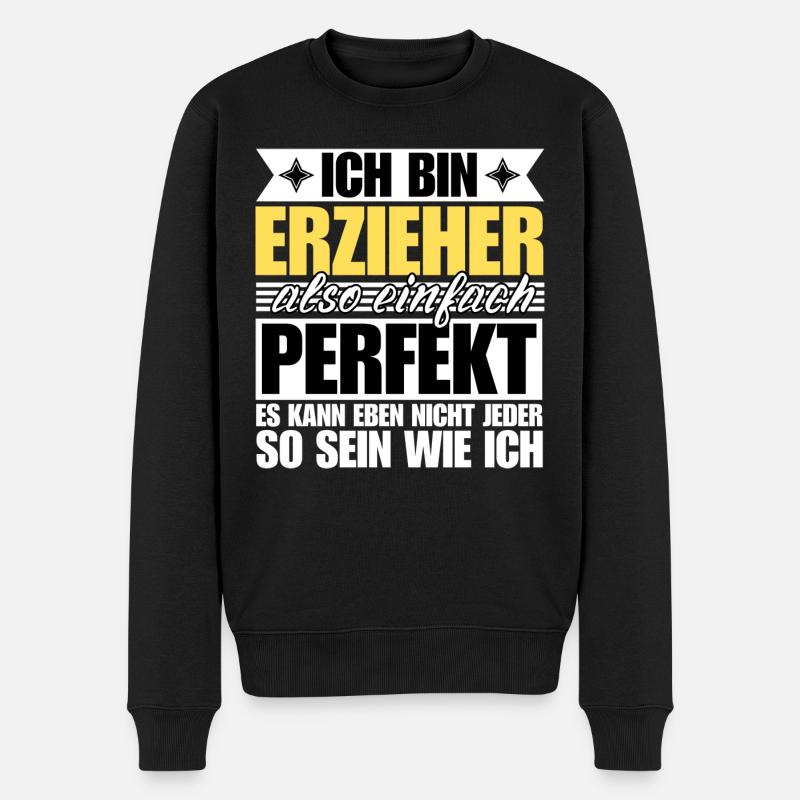 Perfekter Erzieher - Männer Premium Bio Pullover - Schwarz