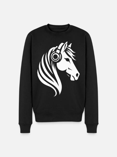 Melodic Horse Portrait - Men's Premium Organic Jumper - black