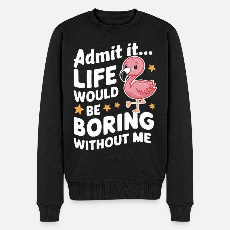 Flamant rose animal - Pull Premium bio Homme - noir
