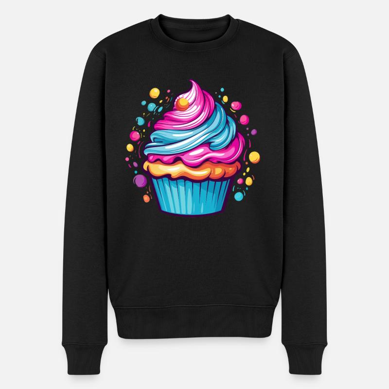Bunter Cupcake - Männer Premium Bio Pullover - Schwarz