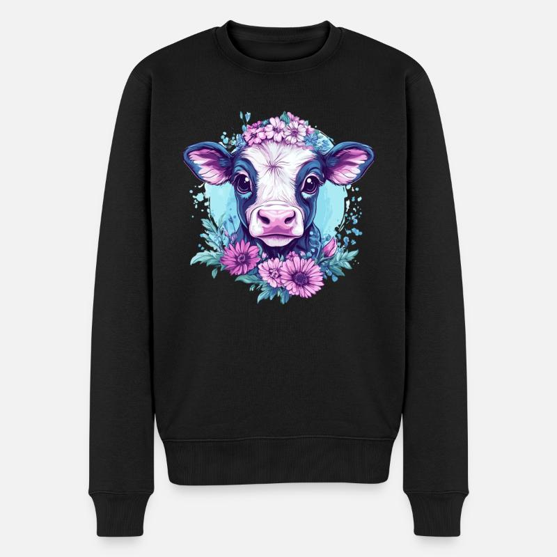 Vache fleurie - Pull Premium bio Homme - noir