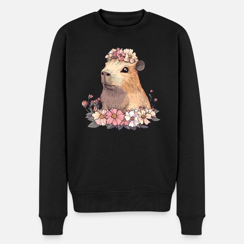 Fleurs Capybara - Pull Premium bio Homme - noir
