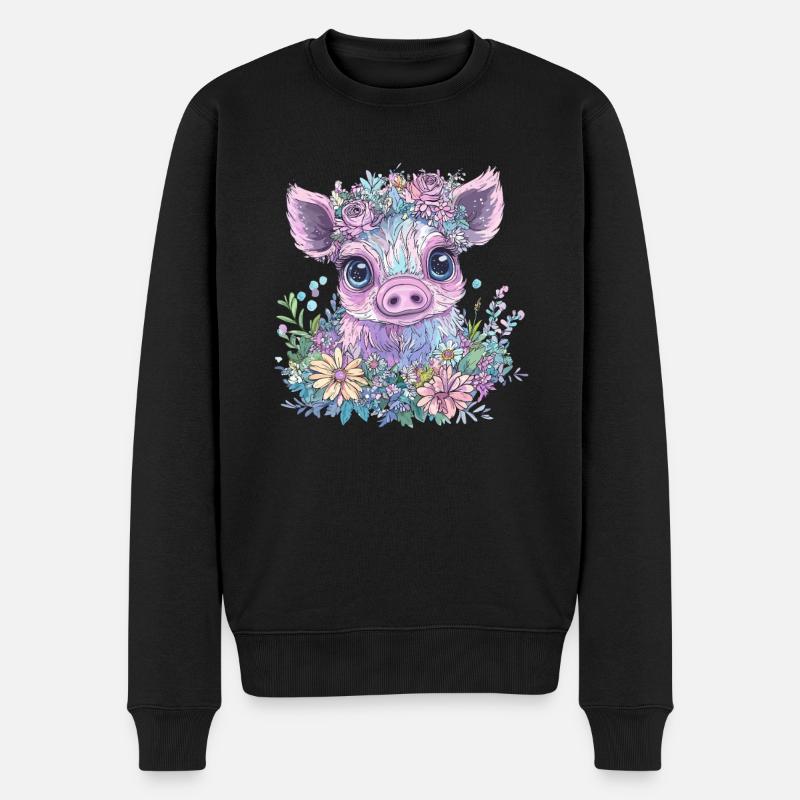 Fleurs Piggy - Pull Premium bio Homme - noir