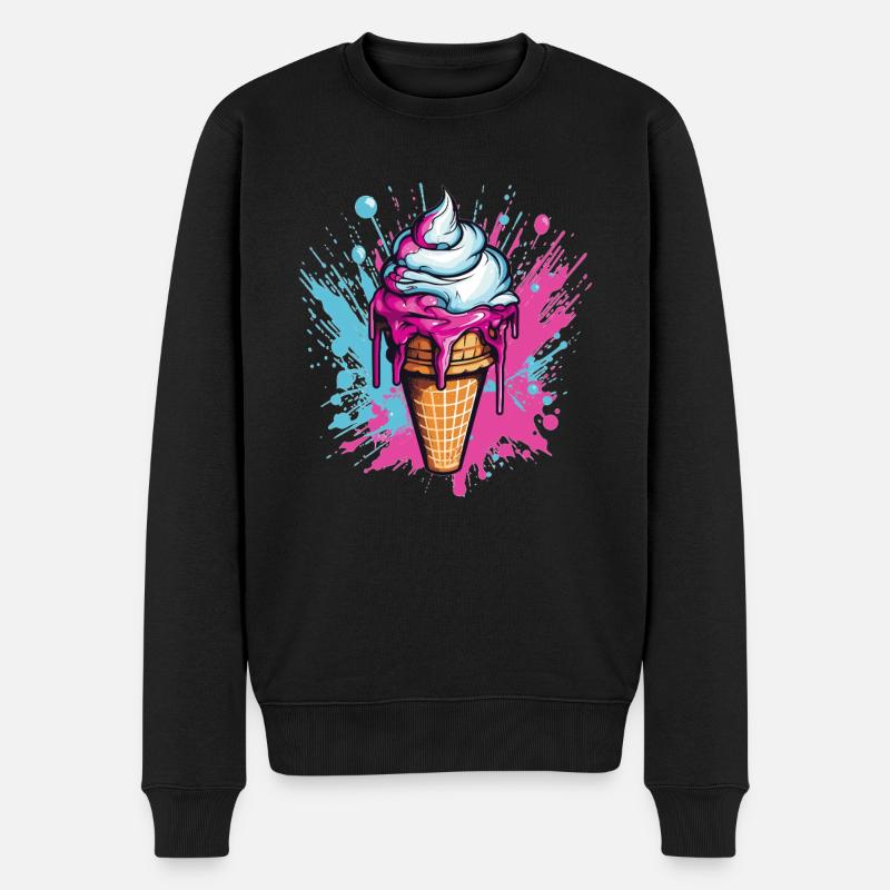 Eiscreme im Pop-Art Style - Männer Premium Bio Pullover - Schwarz