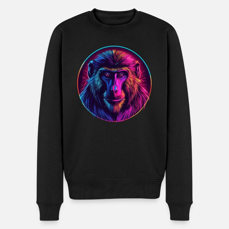 Neon Mandrill Affe - Männer Premium Bio Pullover - Schwarz
