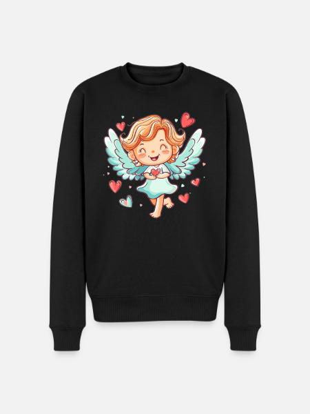 Happy Angel with Hearts - Men's Premium Organic Jumper - black