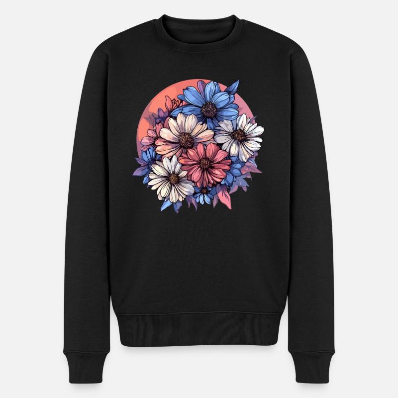 Farbenfroher Blumenstrauß - Männer Premium Bio Pullover - Schwarz