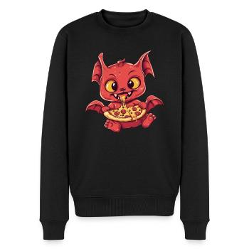 Devil with pizza - Men's Premium Organic Jumper - black - Front - Nico (187cm)