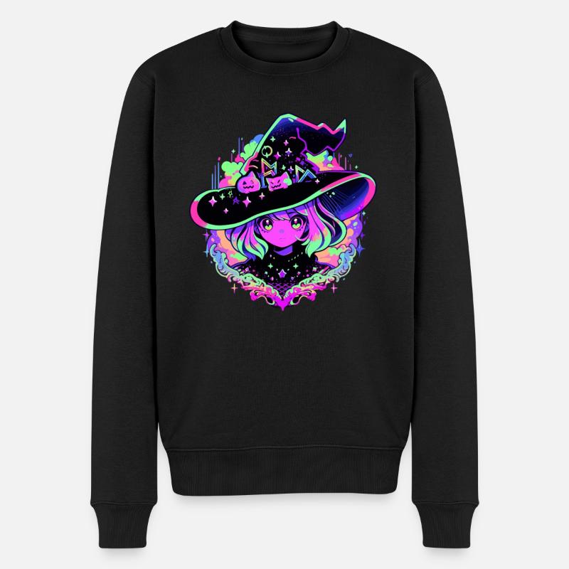 Neon Hexenmädchen - Männer Premium Bio Pullover - Schwarz