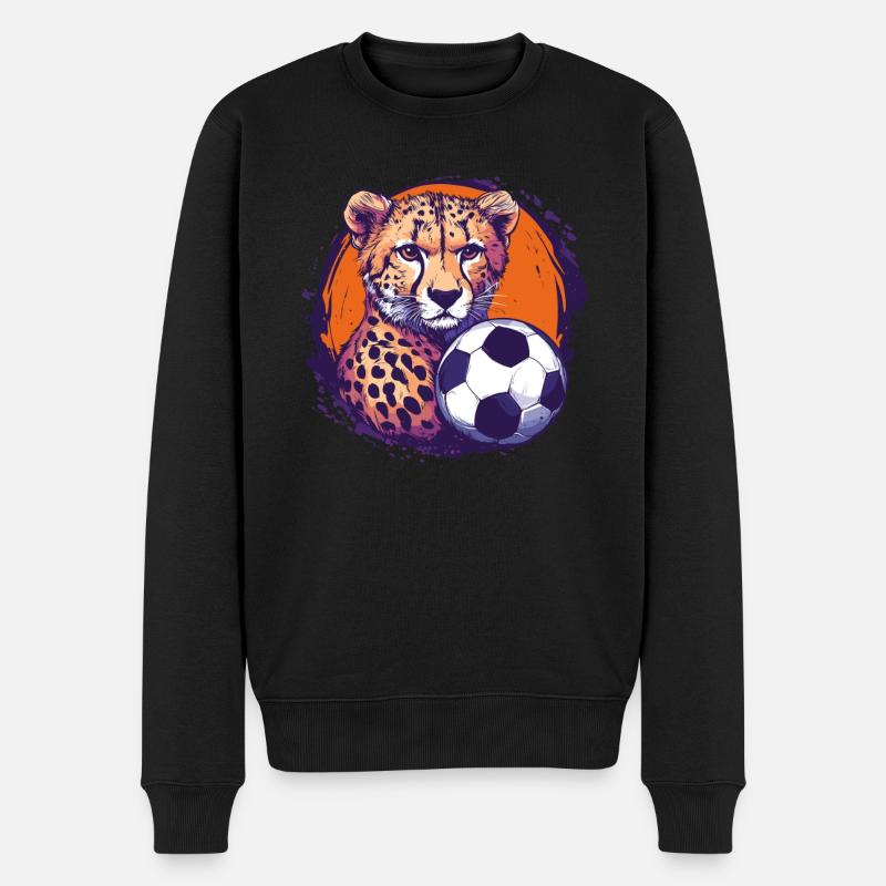 Gepard mit Fußball - Männer Premium Bio Pullover - Schwarz
