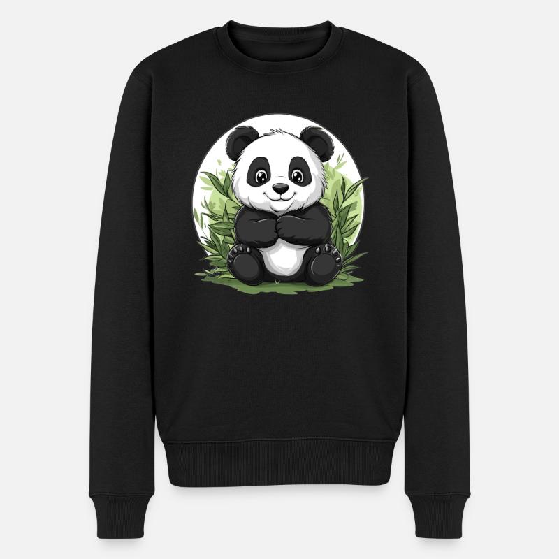 Panda im Bambuswald - Männer Premium Bio Pullover - Schwarz