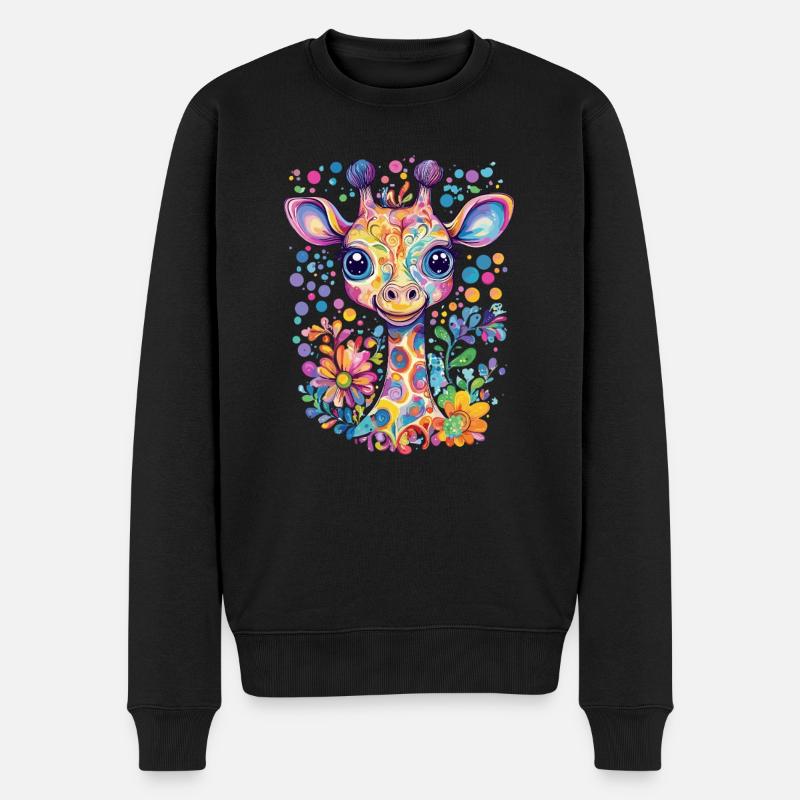 Bunte Giraffe Träume - Männer Premium Bio Pullover - Schwarz