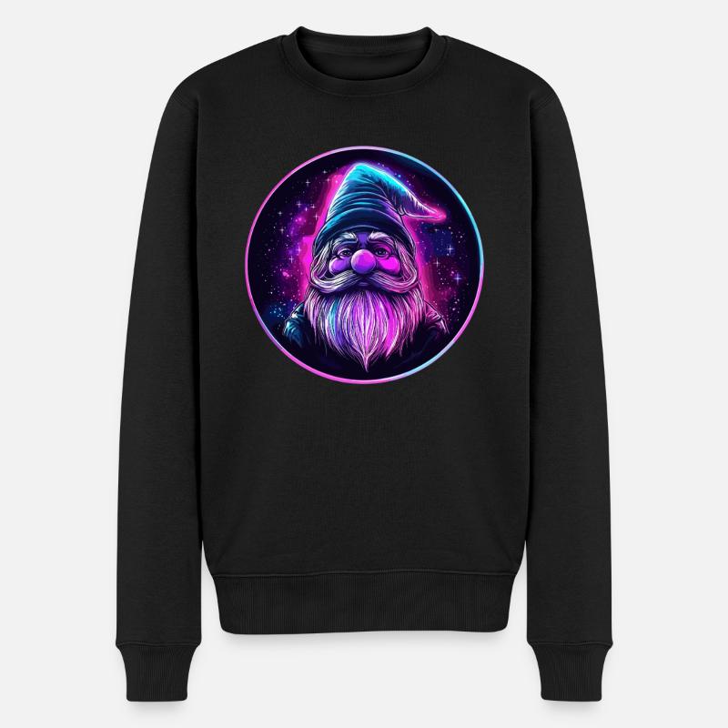 Fantasy Zwerg im All - Männer Premium Bio Pullover - Schwarz