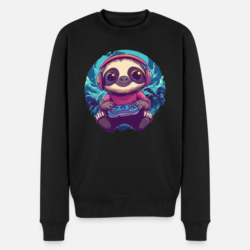 Gamer Faultier Chillmodus - Männer Premium Bio Pullover - Schwarz