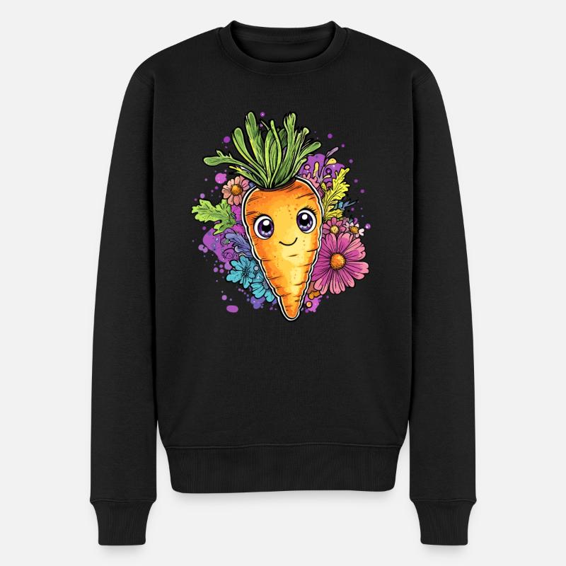 Carotte joyeuse aux fleurs - Pull Premium bio Homme - noir