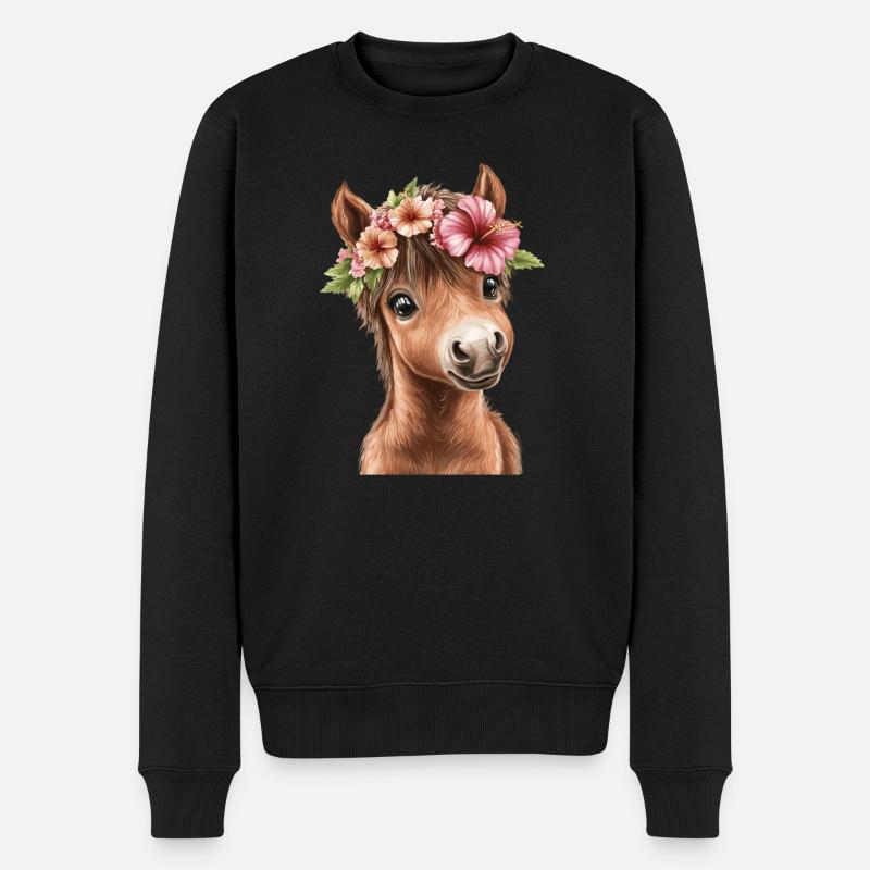 Flower pony with wreath - Men's Premium Organic Jumper - black