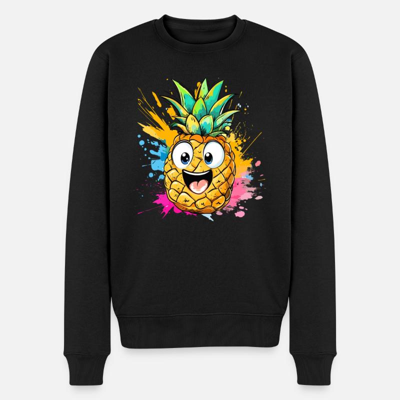 Fröhliche Ananas Explosion - Männer Premium Bio Pullover - Schwarz